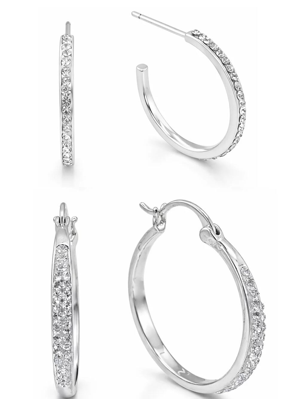 And Now This Clear Crystal C Hoop & Click Top Hoop Earrings Set